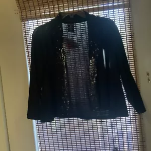 BLACK SEQUIN BOLERO SWEATER - Picture 1 of 10