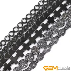 Natural Black Hematite Gemstone Assorted Shape Jewelry Making Beads No Magnetic - Picture 1 of 548
