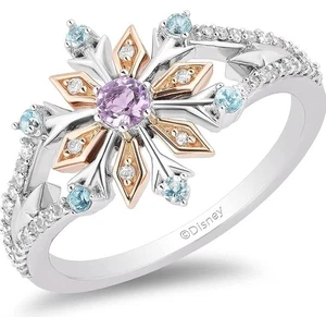 Enchanted Disney Fine Jewelry Elsa Snowflake Ring in 14K Rose Gold Over Sterling - Picture 1 of 11