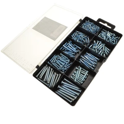 MERCURY Assorted Wood Screws Set 12mm/19mm/20mm/25mm/30mm 215 Piece Set with Case