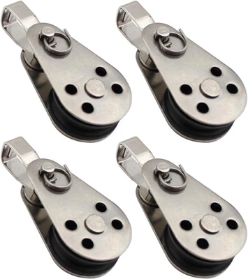 4PCS Stainless Steel Nylon Marine Pulley Block Rope Runner for Kayak & Sailboats - Image 1 of 4