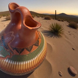 Chipped Navajo Wedding Vase:Handcrafted,Signed With Detailed Hummingbird Motif - Picture 1 of 15