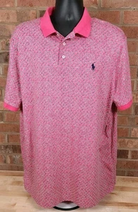 Ralph Lauren Mens 2XL Soft Foulard Print Luxe Cotton Interlock Polo Shirt Pink - Picture 1 of 9