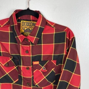 Dixxon Flannel Co Cuello de Cuero Con Botones Para Mujer Talla Pequeña Rojo Negro Cuadros - Imagen 1 de 4