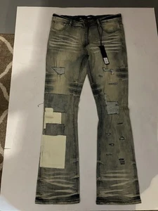 Nova Men’s Stacked Skinny Flare Jeans 36x32 New W/Tags - Picture 1 of 7