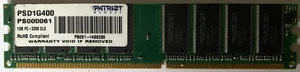 1GB PATRIOT MEMORY DDR RAM DIMM PSD1G400 PC-3200 400MHz CL3 - Picture 1 of 2