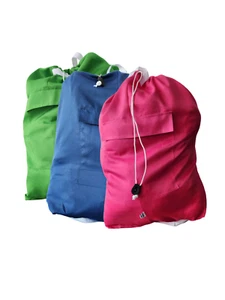 3 x Heavy Duty Commercial Laundry Linen Bag with Pocket, Drawstring & Lugs - Gr - Picture 1 of 1
