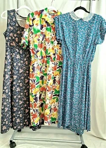 Vintage 3 Pc Floral Cottagecore Dress Lot Granniecore Dresses - Picture 1 of 10