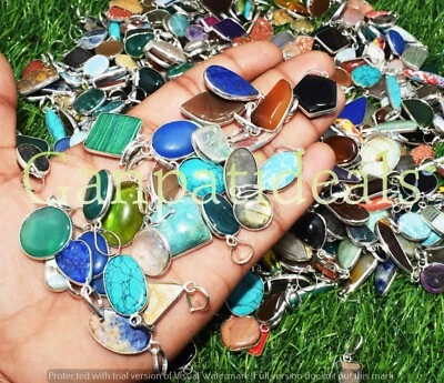 Lote de 20 colgantes de bebé de piedras preciosas múltiples y mixtas turquesa joyas enchapadas en plata 925 Foto 1 de 3