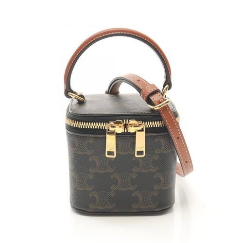 Borsa a mano CELINE Triomphe Mini 2 vie tracolla 10J762CZ1 tela pelle marrone usata