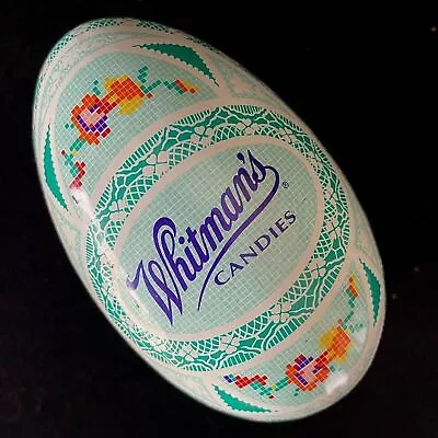 Vintage Green Whitman's Candies Tin Egg Easter Flower - Image 1 of 3