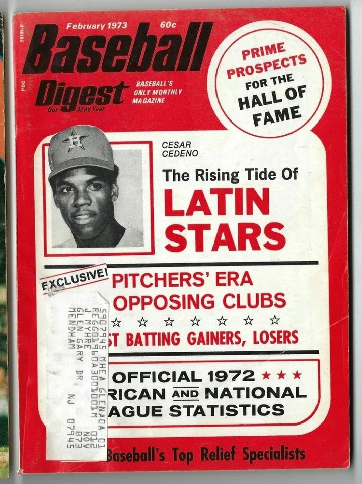 1973 Baseball Digest magazine Cesar Cedeno Houston Astros, 1972 statistics GOOD - Image 1 of 1