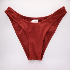 Xhilaration women's swim Small high leg scoop waist bottom orange brown nwt - Picture 1 of 3