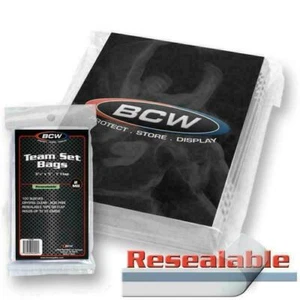 (100) BCW Resealable Team Set Bags Trading Card Sleeves Flap for Closure Bags - Picture 1 of 1