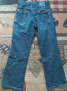 Michael Brandon Dark Boot Cut Jeans Brown Accents Sz 33x30(29.5L) - Picture 1 of 7