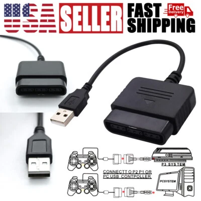 USB PS2 To PS3 Converter Cable Game Controller Adaptor For Sony PlayStation 2 3 - Image 1 of 4