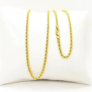 22K Gold Italian Rope Chain Necklace 17.75" Hollow 2.25mm Genuine Hallmarked 916 - Picture 1 of 12