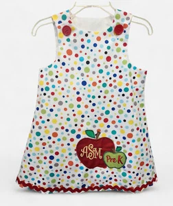 School apples girls dress Back to school personalized dress Kindergarten dress - Picture 1 of 7