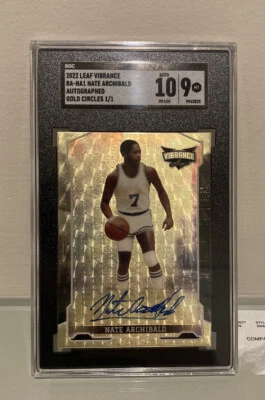 Nate TINY Archibald Leaf Vibrance True 1/1 Gold On Card Auto SGC 9/10 HOF RARE - Image 1 of 4