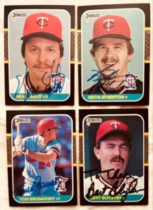 4 Twins signed 1987 Donruss cards Bert Blyleven Tom Brunansky Atherton Heaton IP - Picture 1 of 1