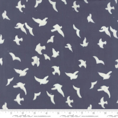 Moda WHISPERS DOUBLE GAUZE BATIKS 4340 26 Navy Blue Birds STUDIO M Quilt Fabric - Image 1 of 2