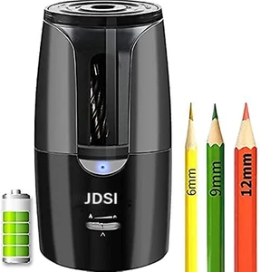 Heavy Duty Electric Pencil Sharpener, 6-12Mm, Black, Battery Powered, Metal, Ele - Picture 1 of 12