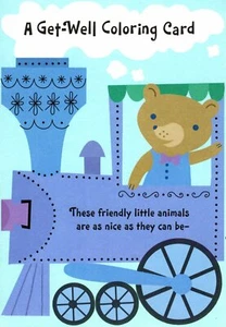 Get Well Color Fun Coloring Activity Train Car Cars Circus Theme Hallmark Card - Picture 1 of 6