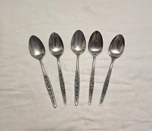 5er Set Vintage Interpur Jardinera Edelstahl Esslöffel glänzend schwarze Akzente Japan - Bild 1 von 7