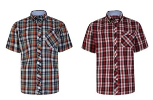 Camisa informal a cuadros de algodón de manga corta talla grande para hombre 2XL-8XL - Imagen 1 de 3