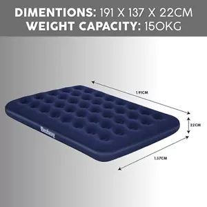 BESTWAY DOBLE CAMA DE AIRE INFLABLE DOBLE FLOCADA HAZ BOBINA DE VINILO CAMPING MATE RELAX - Imagen 1 de 4