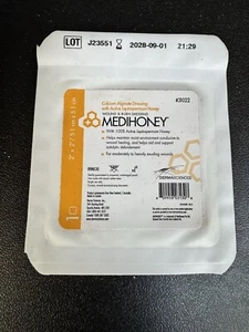 MEDIHONEY Calcium Alginate Wound Burn Dressing 2"x2" -ONE- Derma Sciences 31022 - Picture 1 of 2