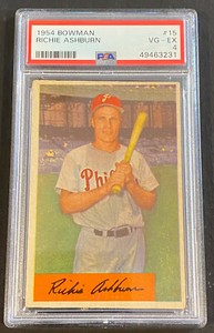 1954 Bowman #15 Richie Ashburn HOF - PSA 4 - Good color & eye appeal, LOW PRICE!