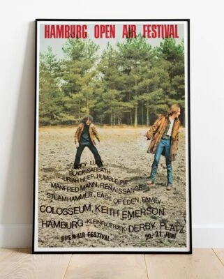 Póster de la gira del festival Uriah Heep de Hamburgo 1970 Black Sabbath - Live hasta 36" Foto 1 de 2