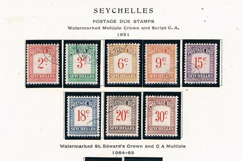 Seychelles 1951 Postage Dues - Complete USED Set - SC J1-J8 [SG D1-D8] USED 21 R Cover