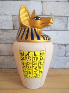 Kanope Ägypten XL 28 cm Gefäß Vase Box Ägyptologie Anubis Kopf