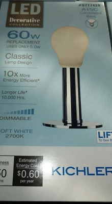 KICHLER DIMMABLE LED 60W 5W BULB A15C CANDELABRA BASE SOFT WHITE New box - Image 1 of 4