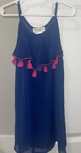 Neu mit Etikett Mädchen Jessica Simson durchsichtiges Trägerkleid Schwimmen Überziehen mit rosa Quasten Größe 6X - Bild 1 von 7
