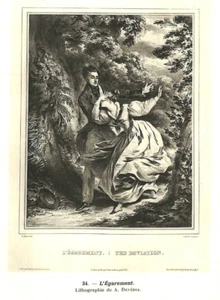 ACHILLE DEVÉRIA / LITHOGRAPHIE " L' ÉGAREMENT " GRAVURE ENGRAVING 1929 - Imagen 1 de 1