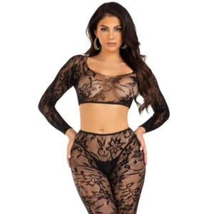 Women Lingerie Fishnet Leg Avenue Crop Top and Footless Tights UK 6 to 12 Bod... - Picture 1 of 4