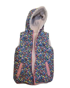 Boden Reversible Floral Print Sherpa Vest Sz 11-12y - Picture 1 of 6