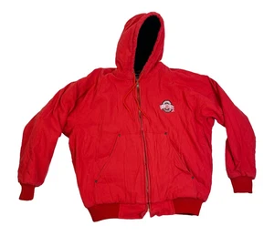 Vintage Ohio State Buckeyes Canvas Quilted Hoodie Teamworx Jacket Large - Picture 1 of 6