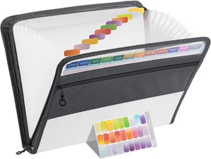 13 Pockets Accordion File Organizer Expanding Document Folder with Sticky Labels - Picture 1 of 8