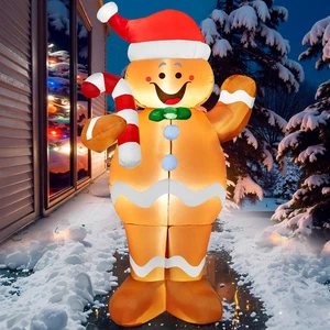 5 FT Christmas Inflatable Outdoor Decorations, Christmas Blow Ups Gingerbread Ma - Picture 1 of 12
