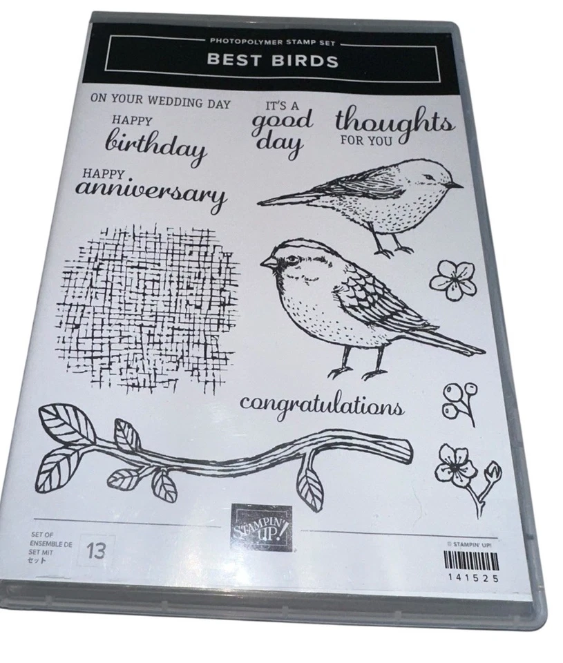 Stampin Up! Juego de estampillas de fotopolímero BEST BIRDS 13 piezas adhesivas Foto 1 de 4