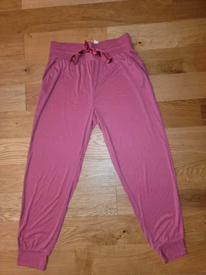 NWT Victoria's Secret Lounge Pants PINK Women LARGE Jogger Drawstring Pockets  - Image 1 of 4