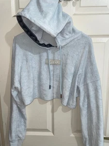Ellesse Womens Medium Blue Pullover Long Sleeved Cropped Hoodie (EX COND) - Picture 1 of 3