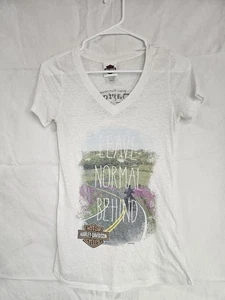 Harley-Davidson T Shirt Womens Small White Orlando, Florida Leave Normal Behind - Picture 1 of 4