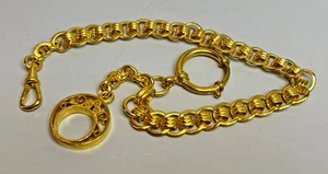 1920 Art Deco German Gold Filled Pocket Watch Chain w Fob Fancy Round Links 10'' - Picture 1 of 9