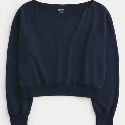 Толстовка HOLLISTER легко с открытыми плечами темно-синий - размер маленький - Изображение 1 из 4