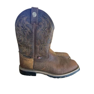 Herren Justin George gerade braune Leder Western Cowboystiefel. " Größe 9 - Bild 1 von 5